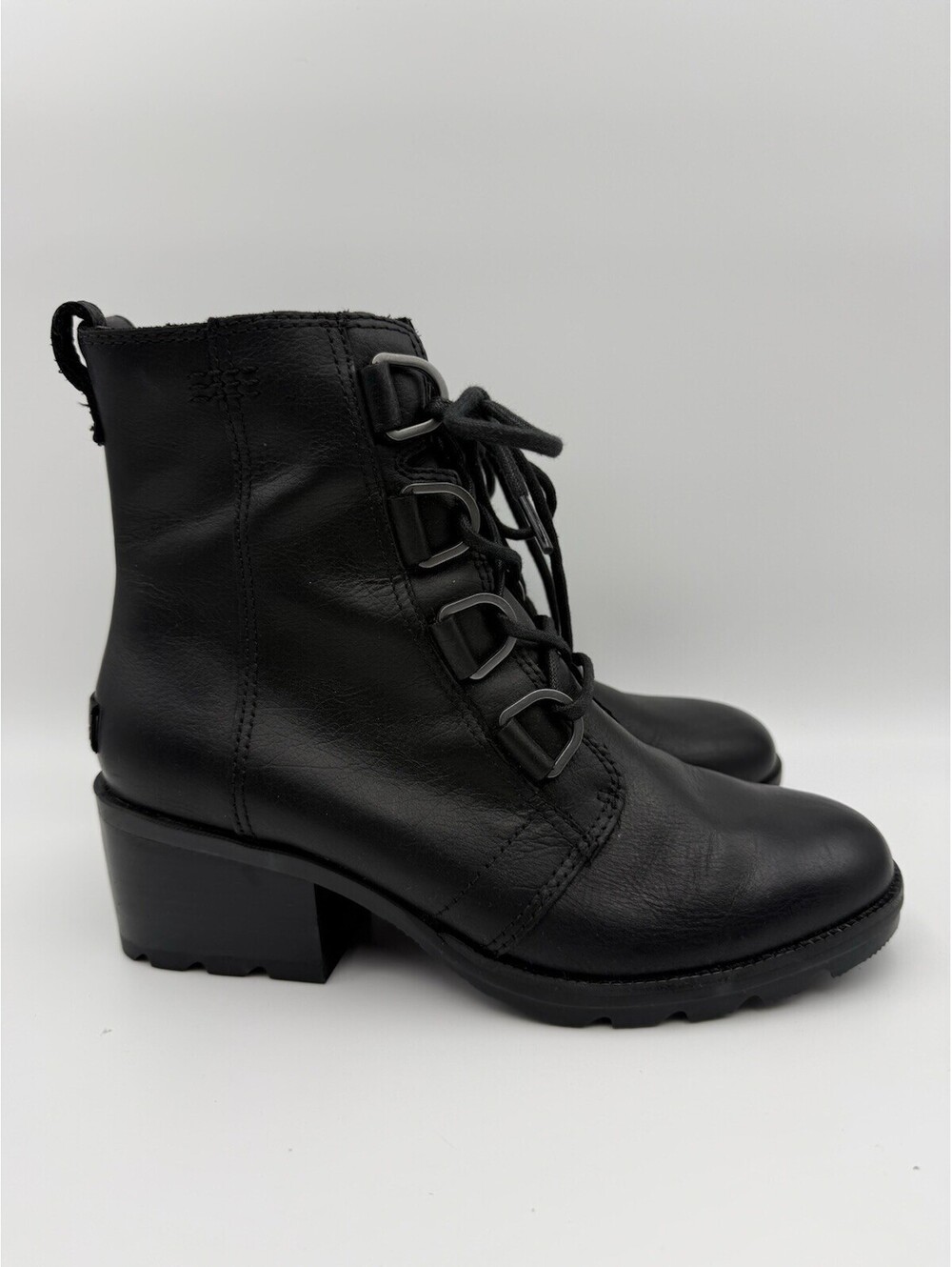 Sorel Cate Lace Bootie Black Waterproof Leather Women Boot Sz 9 NWOB